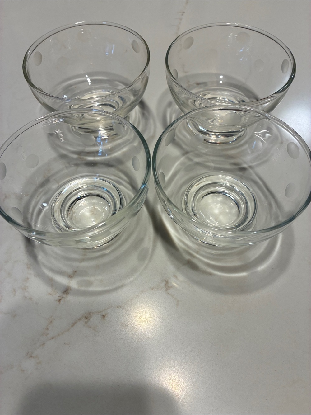 4 Vintage Etched Dot Sherbet/Dessert Dishes